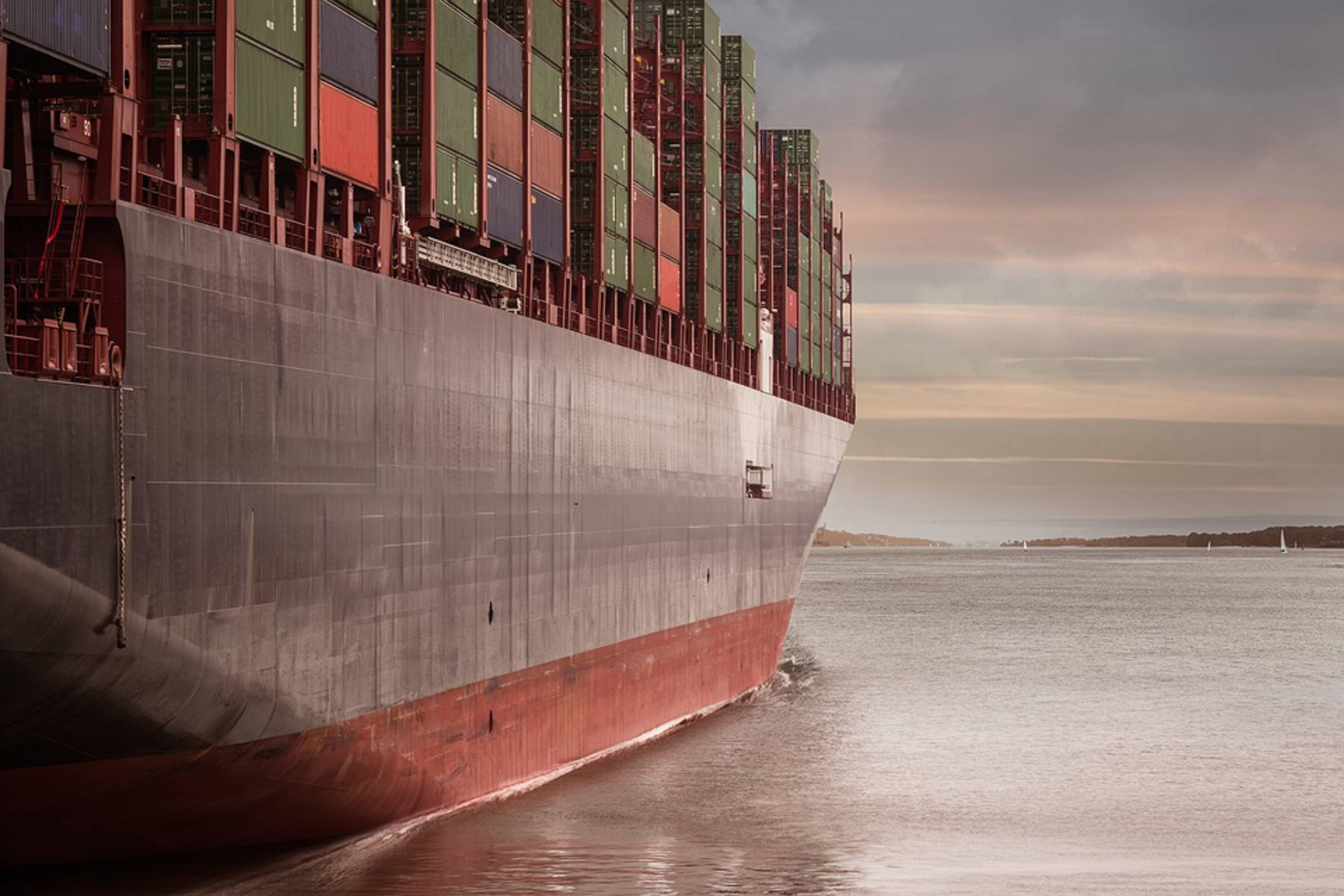 Close up of container ship