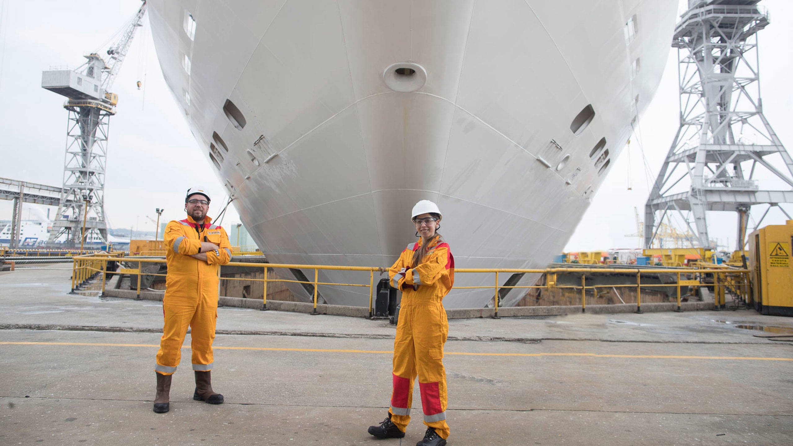 Verena Zeriul at an Italian shipyard